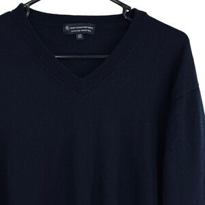 Hart Schaffner Marx Men's 2XB Navy V-Neck Sweater 100% Merino Wool Big Tall